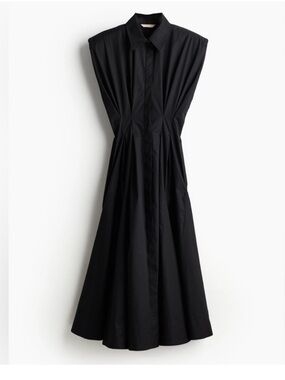 H&M Black Sleeveless Midi Shirt Dress